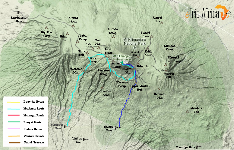 kilimanjaro_machame_route_map